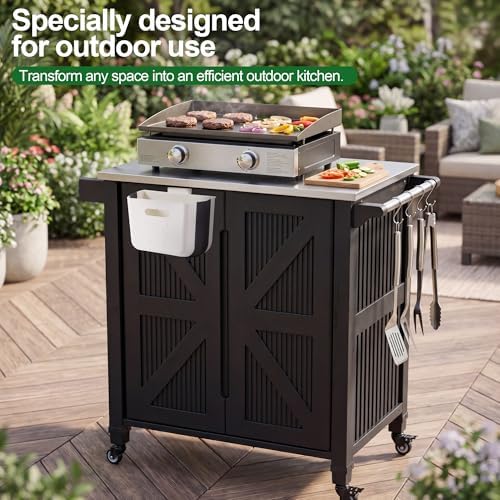 Nice C Grill Cart with Wheels, Outdoor Kitchen Island for Blackstone - Image 5