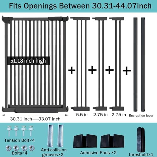 SHYUJAJIE 51.18 Inch Extra Tall Pet Gate - Image 2
