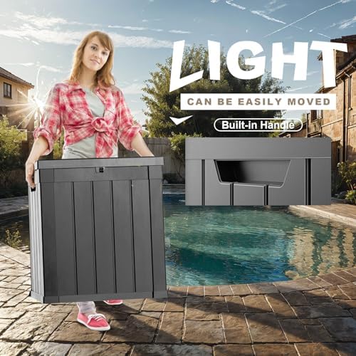51 Gallon Outdoor Deck Box, Lockable Waterproof Outdoor Storage Boxes For Garden Tools,Indoor Cushions,Accessories Outside Storage Resin Weatherproof Container(Black) - Image 4