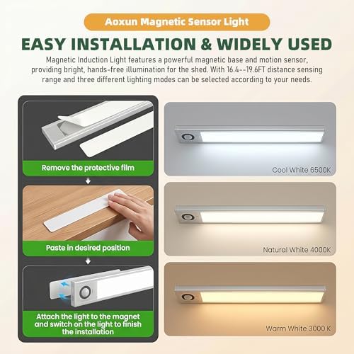 Aoxun 6'x4' Outdoor Shed with 2 Pack Motion Sensor Light, Brown - Image 3
