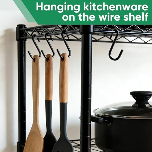 ESFUN 30 Pack 3 inch Heavy Duty S Hooks Black Pan Pot Holder Rack Hooks S Shaped Hanging Hooks Hangers for Kitchenware Spoons Pans Pots Utensils Clothes Bags Towels Plants - Image 3