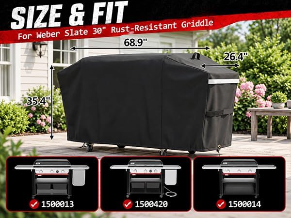 Utheer 600D Grill Cover for Weber Slate 30" Rust-Resistant Griddle 3400119 - Image 2