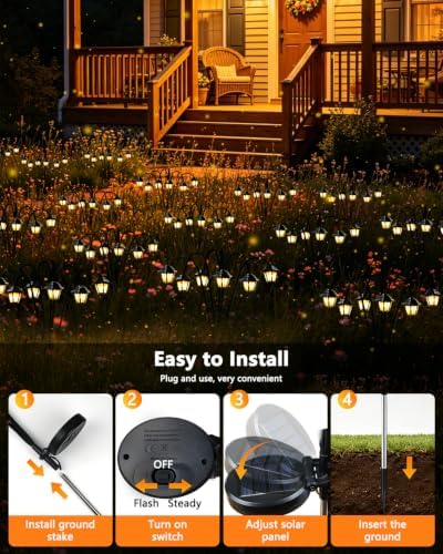 OZS 6 Pack Solar Garden Lights Outdoor, Warm White - Image 5