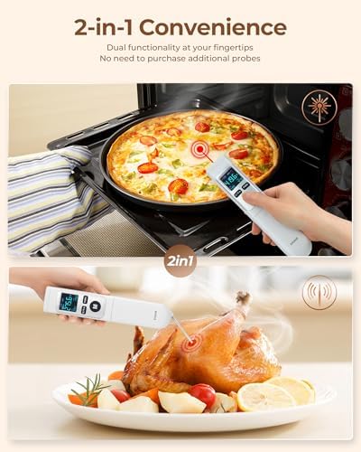 ERICKHILL Infrared Thermometer Gun with Meat Probe, 2-in-1 Temperature Gun with Laser for Cooking, Thermometer Gun for Grill, Pizza, Meat, BBQ, HVAC - Image 2