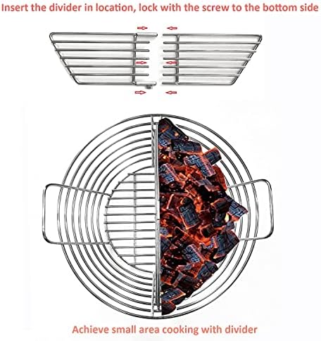 Lump Charcoal Fire Basket with Divider Stainless Steel Grill Ash Baskets Fits 18" Big Green Egg Accessories, Kamado Joe Classic Large Green Egg Basket Replacement - Image 7