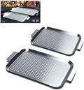 Grill Pan Set of 2, BBQ Grill Topper for Outdoor Grill, Stainless Steel Grilling Baskets with Holes and Handles, Perforated Food Tray Barbecue Accessories for Vegetable, Fish, Meat, Seafood by Cook+Time