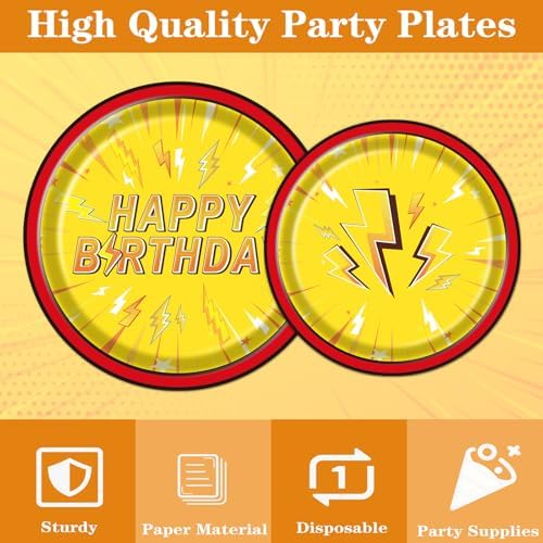 Lightning Bolt Birthday Plates Napkins Tableware Party Decor 96PCS - Image 4
