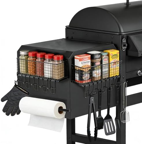 2 Pack Magnetic Storage Bins for Traeger Grill with Paper Towel Holder, Grill Basket Suit fo Ironwood 885, Pro Series 34, Pro Series 22, Pro D2 575, Pro 780, Ironwood 650 And Pit boss, Z-Grills by Unknown