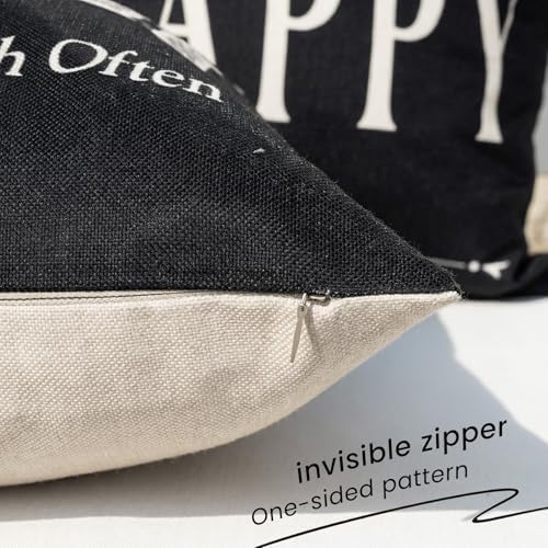 Black and White Welcome to Our Porch Outdoor Pillow Covers Waterproof 18x18 Set of 2, Decorative Farmhouse Outdoor Throw Pillows 18 x 18, Back Porch Decor Patio Furniture Pillows (Without Inserts) - Image 4