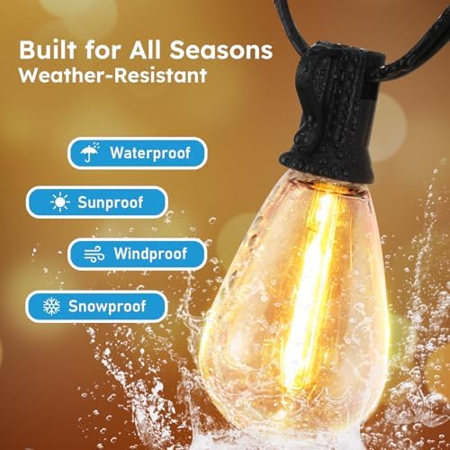 GvvooHome S11 LED Outdoor String Lights 100FT, Shatterproof & Waterproof Patio Lights with 32 Plastic Bulbs for Porch, Deck, Garden, Backyard, Balcony, 2700K Dimmable - Image 4