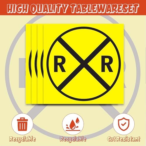 40pcs Yellow Happy Train Party Supplies Warning Train Theme Tableware Set Including Plates Napkins for Train party Boys Girl Birthday Baby Shower,Suitable for 20 Guests - Image 2