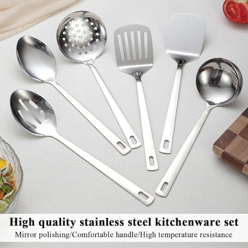 Evanda Kitchen Utensils Set 6pcs, Stainless Steel Cooking Utensils Set, Heavy Duty Kitchen Tools Spatulas Set, Home Essentials Kitchen Gadgets Accessories - Image 3