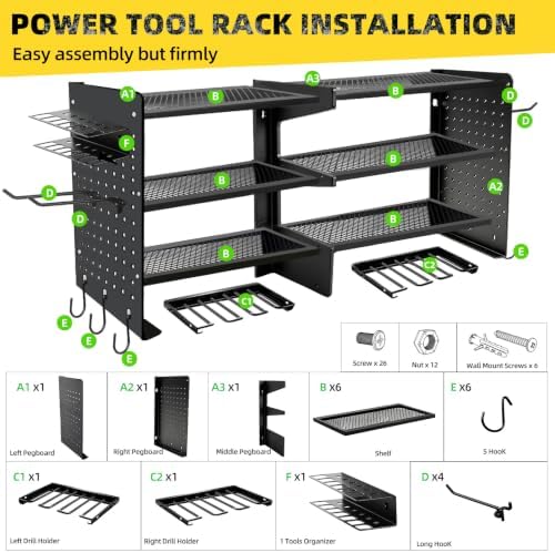 Power Tool Organizer Wall Mount, 4 Tier Heavy Duty Tool Storage Rack - Image 7