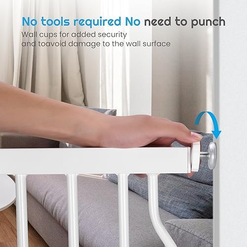 owlie 29 to 57 Inch Wide Baby Gate with Door for Stairs Doorways - Image 4