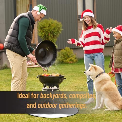 UNCO- Round Fire Pit Mat, 38", Silver Fireproof Design, Reusable, Portable, 3 Layers, Waterproof & Easy to Clean, Grill Matt for Outdoor Grill Deck Protector - Image 6