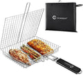 Grill Basket Stainless Steel with Portable Removable Handle Grilling Basket by JYCOOKMENT