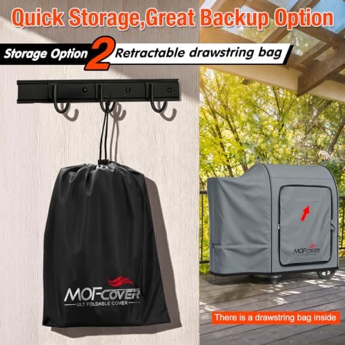 Foldable Grill Cover for Traeger 20 Series Wood Pellet, Waterproof 600D Heavy Duty Wood Pellet Smoker Cover, Fade＆Tear Resistant Pellet Grill Cover for Recteq 340 Grills Junior,Gray - Image 3