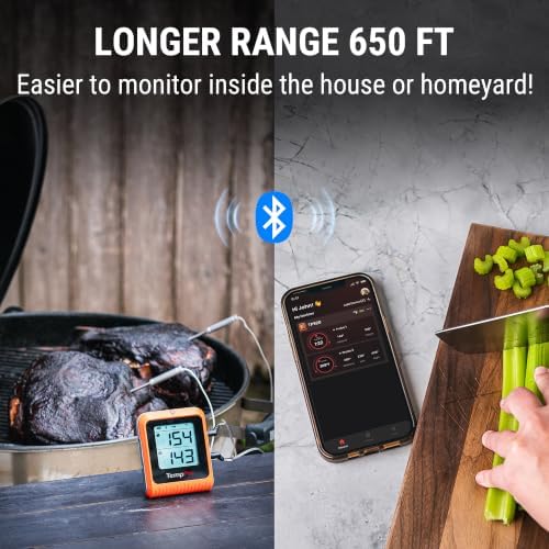 TempPro TempSync 650 ft Bluetooth Meat Thermometer with 2 Probes for Grill - Image 2