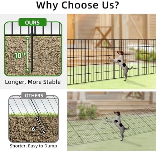 Metal Garden Fence 33.3 in x 23.3ft, Outdoor Dog Fence with Stakes for Yard - Image 4