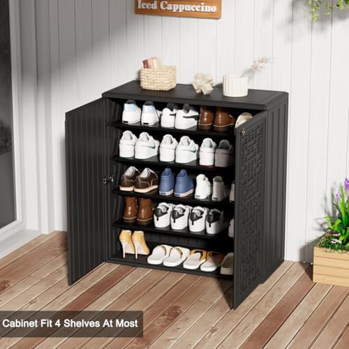 KINYING Outdoor Storage Cabinet Waterproof, Resin 62 Gallon Deck Box for Patio Furniture Cushions, Garden Tools, Pool Tools and Kids’ Toys (Black with 1 Shelving) - Image 6