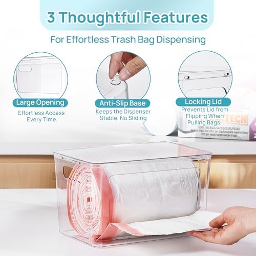 Vtopmart 1 Pack Clear Trash Bag Holder, Stackable Garbage Bag Dispenser - Image 6