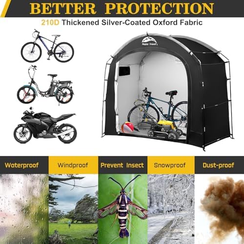 Happy Travel Bike Storage Shed Tent, Waterproof Portable Bicycle Cover Shed - Image 4