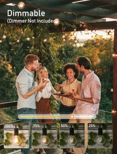 Brightown Outdoor String Lights 30FT Patio Lights with 25 Edison Glass Bulb - Image 3