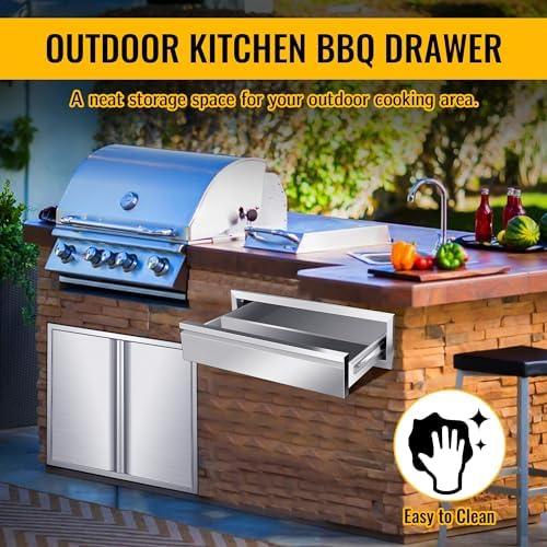 Outdoor Kitchen Drawers 30W X 6.5H X 23D Inch, 304 Stainless Steel Flush Mount Single BBQ Drawers with Hidden Handle for Outside Kitchens Island, Patio or Grill Station - Image 6