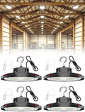 210W UFO LED High Bay Light, 31500LM Shop Lights, 5000K Daylight, ETL Listed with 6' Cable & Safety Rope, IP65 Waterproof Commercial Lighting for Warehouse, Workshop, 980W MH/HPS Equivalent, 4 Pack by CuLiDing