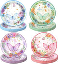 80 Pieces Butterfly Birthday Party Plates, 7 Inch Butterfly Paper Plates Spring Floral Disposable Dinnerware Decoration for Baby Shower Bridal Wedding Party Supplies by Suttmin