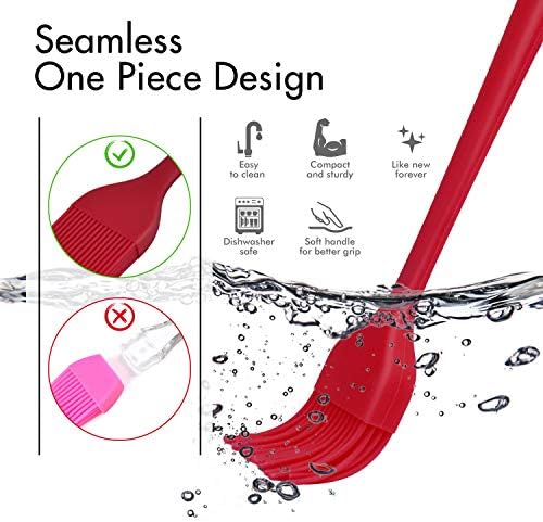 HOTEC 600°F Heat Resistant, Silicone Basting &Pastry Brushes, Red 2 - Image 4