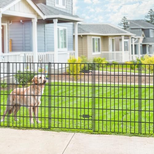 Metal Garden Fence with Gate 40 in x 11.7 ft, Dog Fence Outdoor for Yard by FOREHOGARGARDEN%EF%BC%86HOME