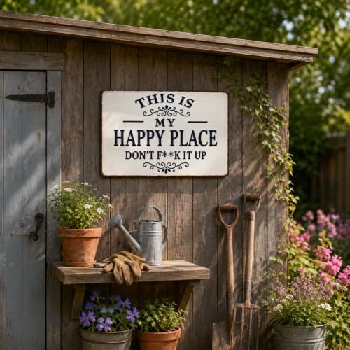 BHOKEM Funny Garden Sign My Happy Place Vintage Tin Sign 8x12 INCH - Image 5