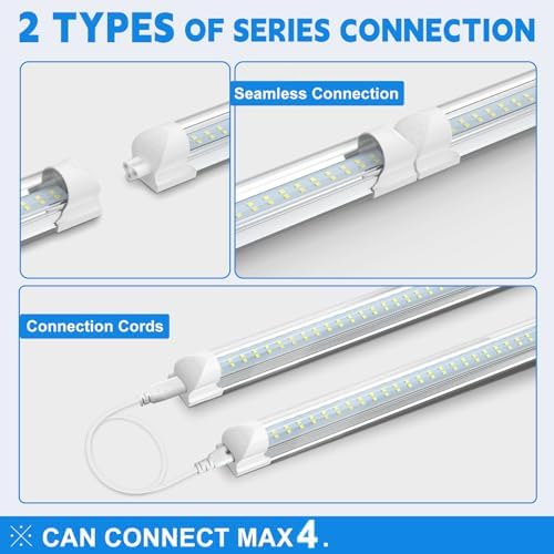 SHOPLED 8FT LED Shop Light, 80W 10800LM 6000K Linkable, Dual-Row LED Chips - Image 3