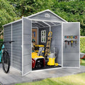 Gizoon 8x6 FT Outdoor Plastic Shed, Resin with Floor, Lockable Doors, Gray by Gizoon