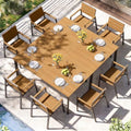 Outdoor Dining Set for 8, Aluminum Patio HDPS Outdooor Table and Chairs Set with Umbrella Hole, All Weather Patio Furniture Set, 10 Peice Patio Dining Table Set (Gray & Teak) by ComfCove
