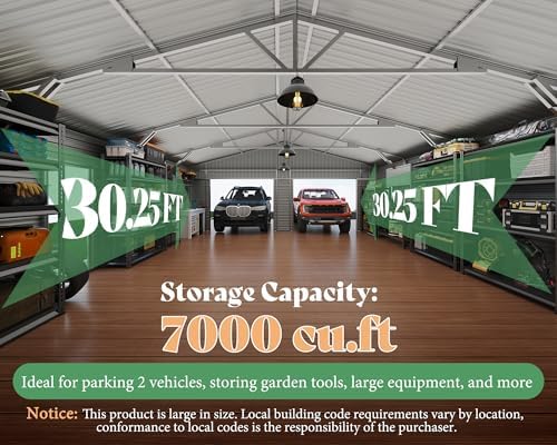 AMERLIFE 25x30x11.5 FT Outdoor Metal Garage Shed with Front Double Doors - Image 3