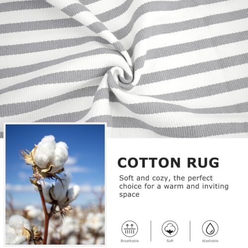 IOHOUZE 2x4.3 Striped Outdoor Door Mat, Washable Porch Rug, Grey White - Image 5