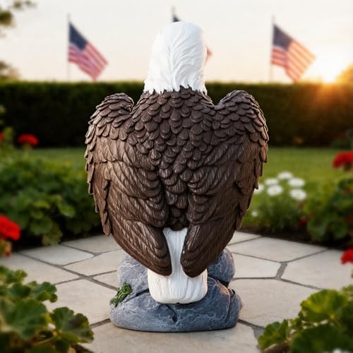 YDKOJGW American Bald Eagle Garden Statue with Solar Light,Outdoor Decor Sculpture,Perfect for Patio,Yard,Porch,Balcony,Distinctive Bald Eagle Home Decor,250 Anniversary USA Gift for Men Father - Image 2