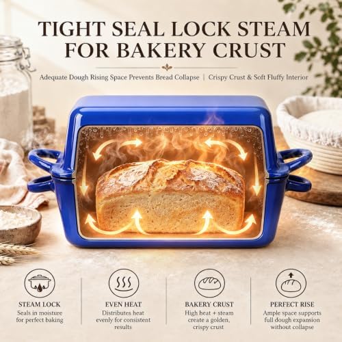 2-in-1 Enameled Cast Iron Dutch Oven for Bread Baking, Loaf Pans with Lid - Image 3