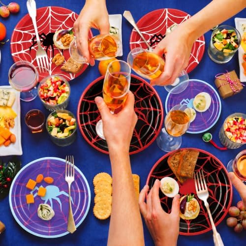 Havawish 144 Pcs Spider Paper Plates Birthday Party Decorations 7'' 9'' - Image 6