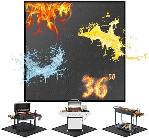 36" Square Fire Pit Mat & Under Grill Mat Fireproof Waterproof Oil-Proof by Youlvy