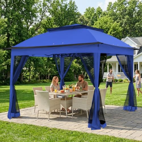 COOS BAY 11x11 Pop Up Gazebo with Netting, Canopy Tent, Blue - Image 5