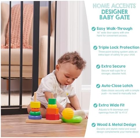 Regalo Safety 30"-41.5" Extra Wide Baby Gate, Bottom of Stairs & Doorways - Image 4