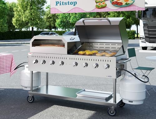 60 in. 8-Burner Commercial Outdoor Propane Gas Grill With 30 in. Roll Dome Cover and 30 in. Pizza Oven in Stainless-Steel, ETL Listed (CGKIT6-D30P30) - Image 5