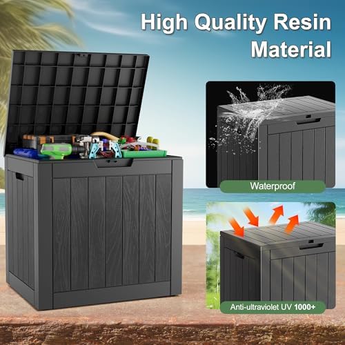 KAMABOKO Outdoor Storage Box, 32 Gal Deck Box Outdoor Waterproof, 2 Pack - Image 4