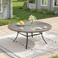 Outdoor Dining Table for 8, 63" Round Outdoor Table with Adjustable Umbrella Hole, All-Weather Metal Patio Dining Table for Lawn Garden Backyard Deck, Grey by ProvideOutdoorSolutions