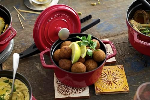 STAUB Cast Iron Roaster/Cocotte, Round, 20 cm, 2.24 L, Cherry Red - Image 3