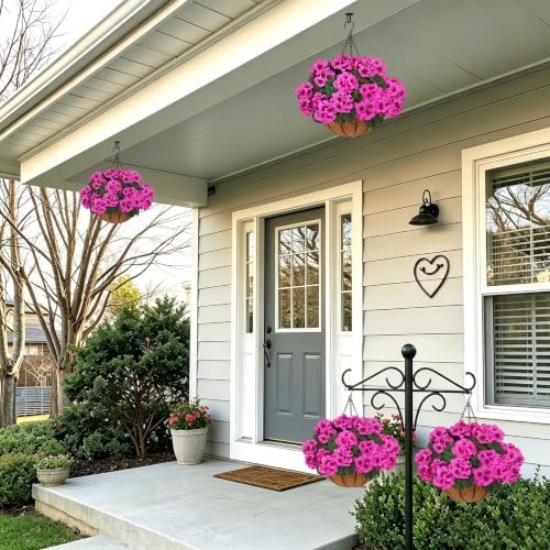 2 Set Artificial Hanging Flowers with Basket for Outdoor Decor - Image 2