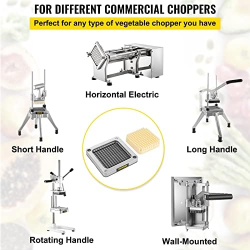 VEVOR Replacement Chopper Blade, 1/4 inch, 3 PCS French Fry Blade Assembly with 6 Extra Knives, Stainless Steel Dicer Parts and Push Block for Cutting Potatoes Carrots Onions Cucumbers Mushrooms - Image 7